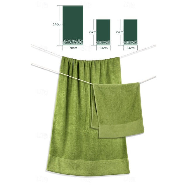 100% Cotton 3 PCS Towels Set Quick Dry, Extra Aborbent, Super Soft Towels Set 1 Handkerchief, 1 Sport Towel, 1 Bath Towel