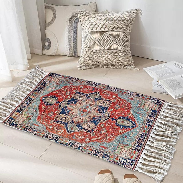 Woven Bohemian Mandala Doormat Kitchen Mat Floor Mat Non-Slip Area Rug Oil Proof Rug Indoor Outdoor Mat Bedroom Decor Bathroom Mat Entrance Rug Blue