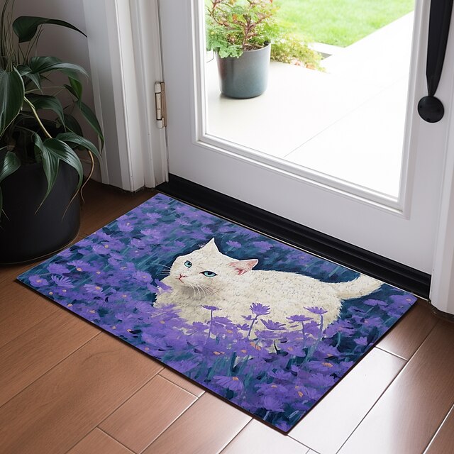 Painting Cat Doormat Floor Mats Washable Rugs Kitchen Mat Non-Slip Oil Proof Rug Indoor Outdoor Mat Bedroom Decor Bathroom Mat Entrance Rug