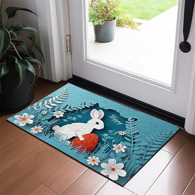 Easter Bunny Doormat Floor Mats Washable Rugs Kitchen Mat Non-Slip Oil Proof Rug Indoor Outdoor Mat Bedroom Decor Bathroom Mat Entrance Rug Folk Art