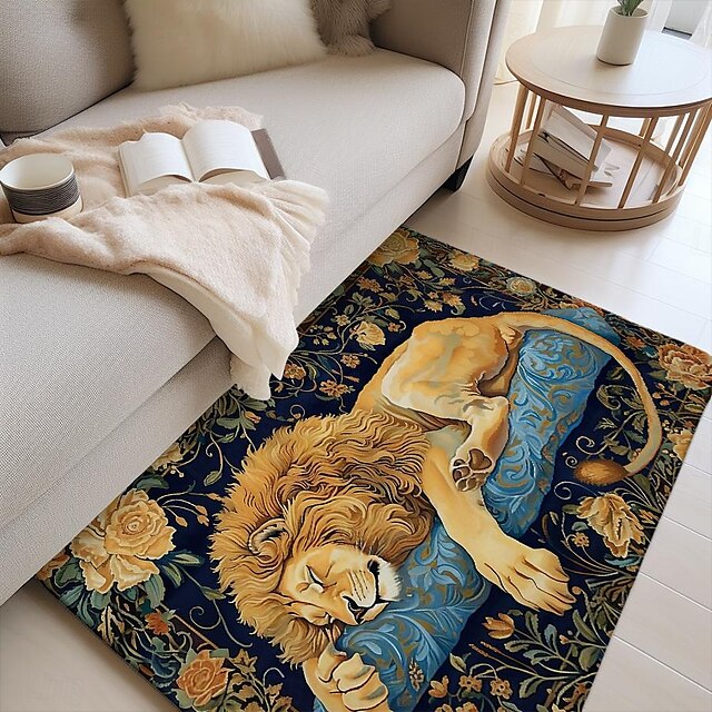 Sleeping Lion Area Rug Kitchen Mat Non-Slip Oil Proof Floor Mat Livingroom Rug Indoor Outdoor Mat Bedroom Decor Bathroom Mat Entrance Rug Door Mat