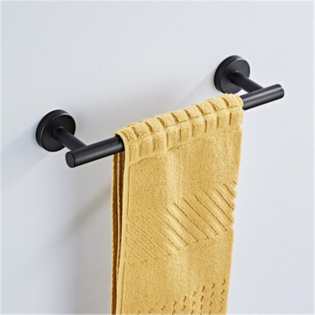 Towel Rack Set Stainless Steel Material Include Bathroom Single Towel Rod Toilet Paper Holder and Robe Hook Black 3pcs