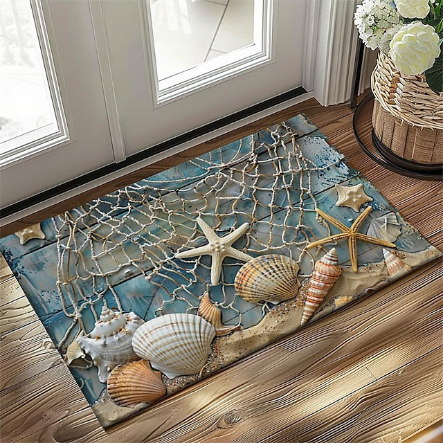 Beach Shells Doormat Kitchen Mat Floor Mat Non-Slip Area Rug Oil Proof Rug Indoor Outdoor Mat Bedroom Decor Bathroom Mat Entrance Rug