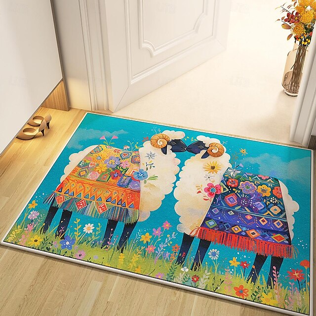 Sheep Doormat Kitchen Mat Floor Mat Non-Slip Area Rug Oil Proof Rug Indoor Outdoor Mat Bedroom Decor Bathroom Mat Entrance Rug