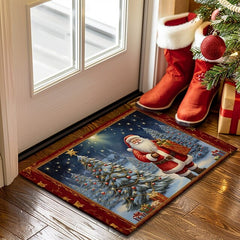 Christmas Decoration Doormat Xmas Santa Kitchen Mat Floor Mat Non-Slip Area Rug Oil Proof Rug Indoor Outdoor Mat Bedroom Decor Bathroom Mat Entrance Rug