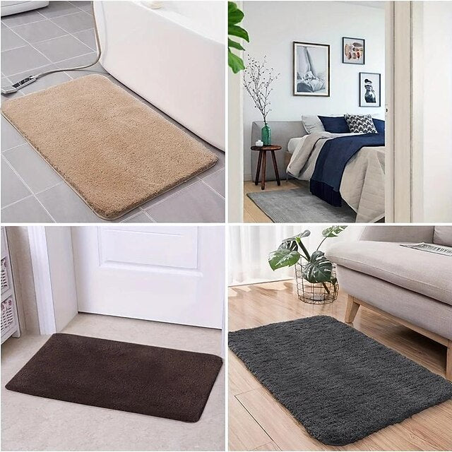 1pc Soft And Comfortable Thick Plush Bath Mat Non-slip For Bathroom, Bedroom, Living Room, Water Absorption And Anti-Slip Design Fall Decor