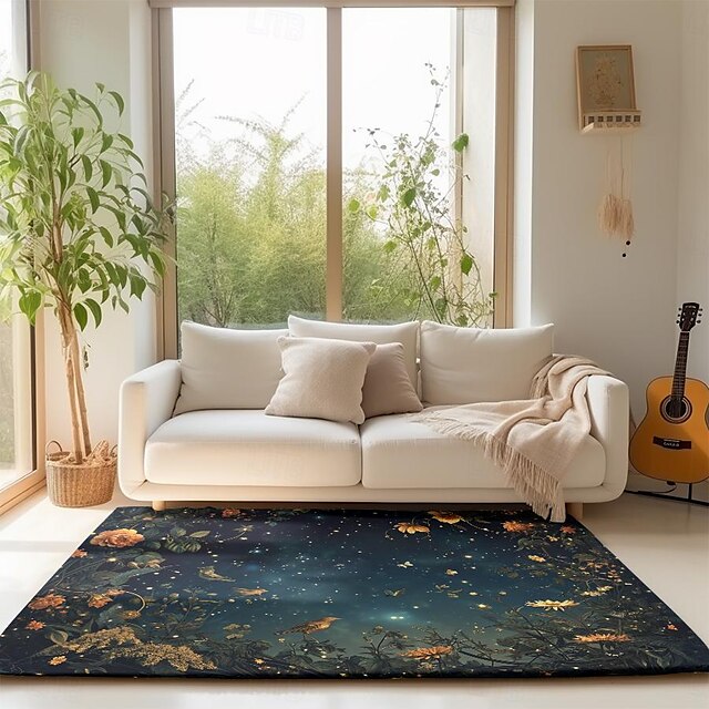 Botanical Night Area Rug Kitchen Mat Non-Slip Oil Proof Floor Mat Livingroom Rug Indoor Outdoor Mat Bedroom Decor Bathroom Mat Entrance Rug Door Mat Bird Tree of Life