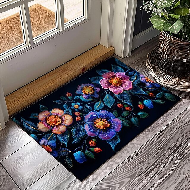 Oil Painting Flowers Doormat Floor Mats Washable Rugs Kitchen Mat Non-Slip Oil Proof Rug Indoor Outdoor Mat Bedroom Decor Bathroom Mat Entrance Rug