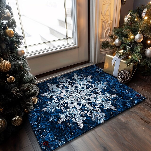 Doormat Snowflake Kitchen Mat Floor Mat Non-Slip Area Rug Oil Proof Rug Indoor Outdoor Mat Bedroom Decor Bathroom Mat Entrance Rug