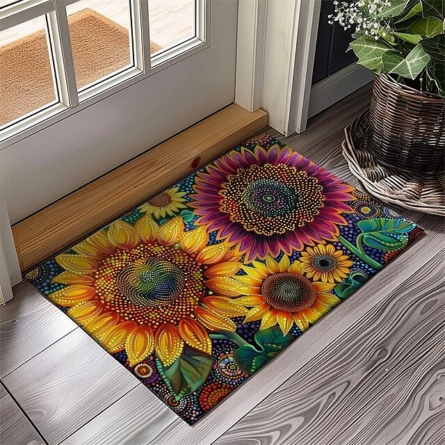 Big Sun Flowers Doormat Floor Mats Washable Rugs Kitchen Mat Non-Slip Oil Proof Rug Indoor Outdoor Mat Bedroom Decor Bathroom Mat Entrance Rug