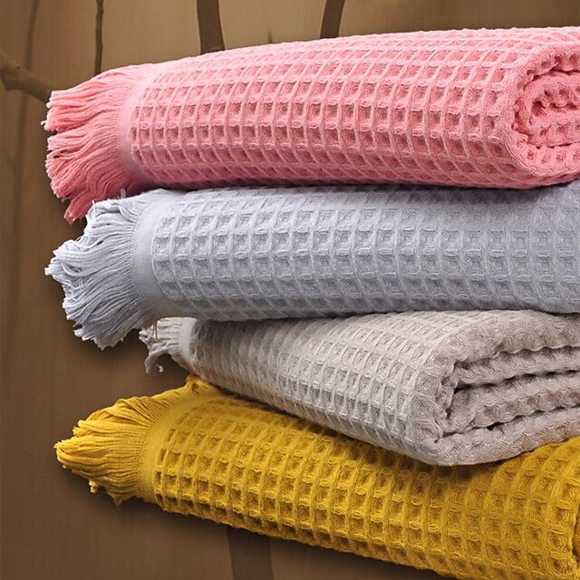 waffle Large-size  Bath Towel 180x90cm Hotel 100% Cotton Bath Towels Quick Dry, Super Absorbent Light Weight Soft Multi Colors