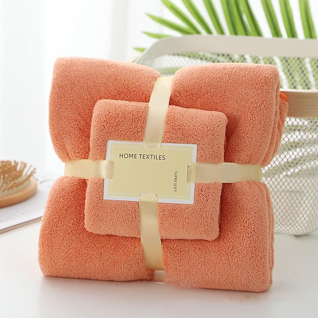 Bath Towels Set for Bathroom,Thick,Soft&Absorbent Fleece Bath Towels,1PC Bath Towel&1PC Hand Towel,Microfiber Quick Dry Bath Towel,Multipurpose Bath Sheets Towels for Bath, Gym and Spa