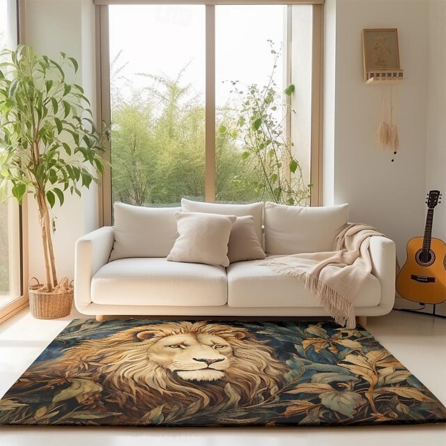 Sleeping Lion Area Rug Kitchen Mat Non-Slip Oil Proof Floor Mat Livingroom Rug Indoor Outdoor Mat Bedroom Decor Bathroom Mat Entrance Rug Door Mat