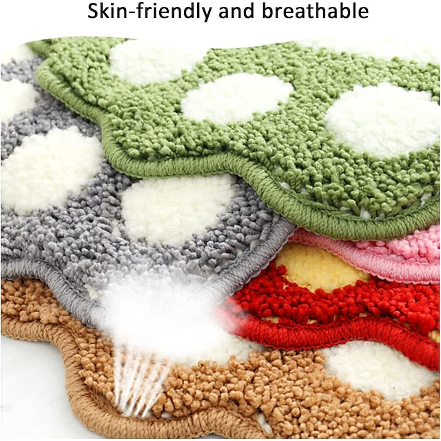 Bath Mat Non-slip Bathroom Rugs Mats Water Absorbent Non-Slip Mat Used in Bathroom, Shower, Room, Etc.Soft Flocking Bath Mat Machine Washable Bath Mat Bathroom Mat