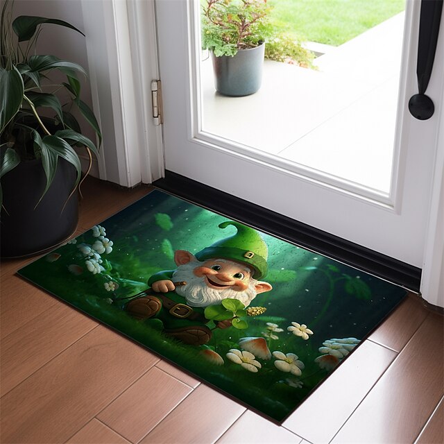 Saint Patrick's Day Doormat Floor Mats Washable Rugs Kitchen Mat Non-Slip Oil Proof Rug Gnome Indoor Outdoor Mat Bedroom Decor Bathroom Mat Entrance Rug