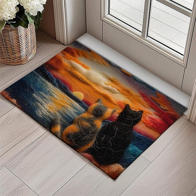 Kitty Fur Doormat Kitchen Mat Floor Mat Non-Slip Area Rug Oil Proof Rug Indoor Outdoor Mat Bedroom Decor Bathroom Mat Entrance Rug