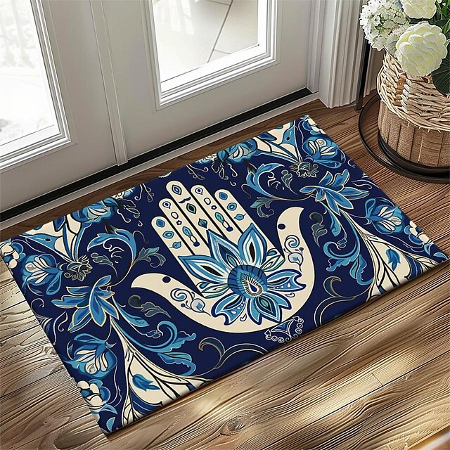 Hamsa Hand Ramadan Doormat Floor Mats Washable Rugs Kitchen Mat Non-Slip Oil Proof Rug Indoor Outdoor Mat Bedroom Decor Bathroom Mat Entrance Rug