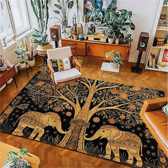 Boho Elephants Area Rug Kitchen Mat Non-Slip Oil Proof Floor Mat Livingroom Rug Indoor Outdoor Mat Bedroom Decor Bathroom Mat Entrance Rug Door Mat