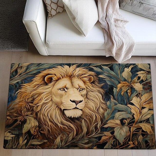 Sleeping Lion Area Rug Kitchen Mat Non-Slip Oil Proof Floor Mat Livingroom Rug Indoor Outdoor Mat Bedroom Decor Bathroom Mat Entrance Rug Door Mat