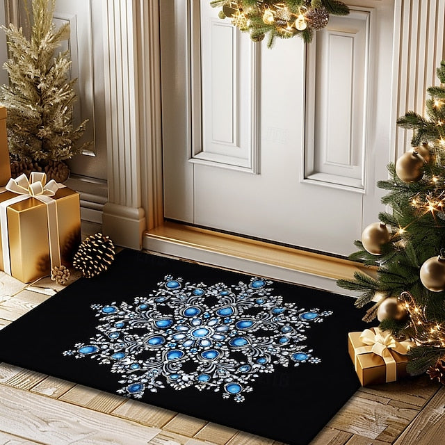 Doormat Snowflake Kitchen Mat Floor Mat Non-Slip Area Rug Oil Proof Rug Indoor Outdoor Mat Bedroom Decor Bathroom Mat Entrance Rug