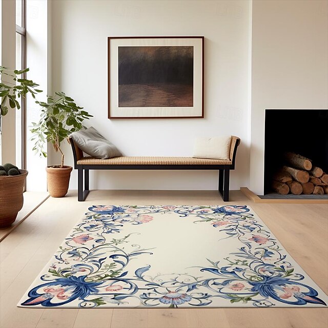 Spring Floral Fruit Area Rug Kitchen Mat Non-Slip Oil Proof Floor Mat Livingroom Rug Indoor Outdoor Mat Bedroom Decor Bathroom Mat Entrance Rug Door Mat Bird Tree of Life