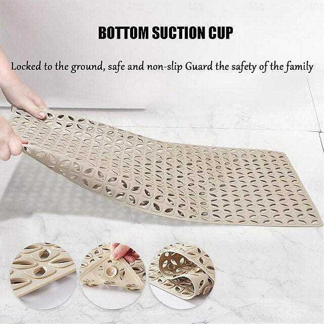 Shower Non Slip Mat, Square Bathtub Mat with Suction Cups & Drain Holes, Rubber Shower Stall Mat, Suspensible Safety Bath Shower Mats