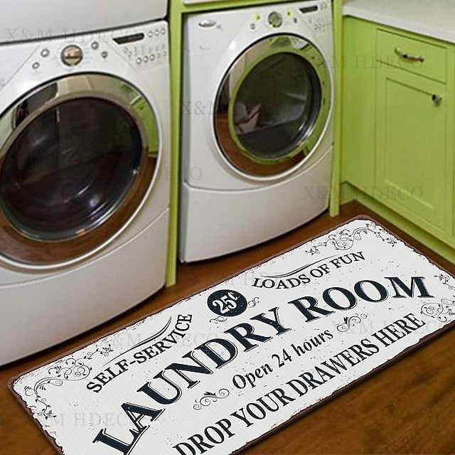 Laundry Mat Rug Kitchen Mat Non-Slip Oil Proof Rug Indoor Outdoor Mat Bedroom Decor Bathroom Mat Entrance Rug Door Mat