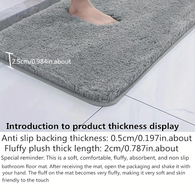 1pc Soft And Comfortable Thick Plush Bath Mat Non-slip For Bathroom, Bedroom, Living Room, Water Absorption And Anti-Slip Design Fall Decor