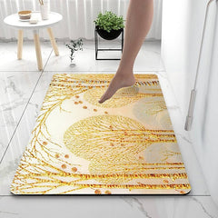 Golden Bath Mat Non-slip Diatomaceous Earth Bath Rug Soft Mat Rubber Anti-Slip Fast Dry Super Absorbent Thin Bathroom Mat for Under Door - Bathroom Floor Mat Rug Bathtub Front Shower Mat Sink