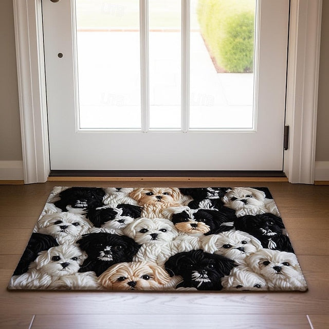 Yarn Cute Dogs Doormat Floor Mats Washable Rugs Kitchen Mat Non-Slip Oil Proof Rug Indoor Outdoor Mat Bedroom Decor Bathroom Mat Entrance Rug