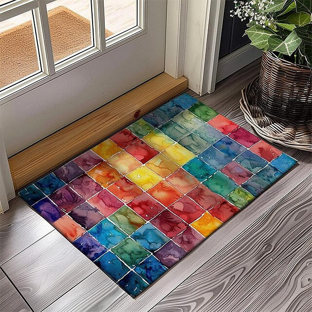 Rainbow Painting Doormat Floor Mats Washable Rugs Kitchen Mat Non-Slip Oil Proof Rug Indoor Outdoor Mat Bedroom Decor Bathroom Mat Entrance Rug