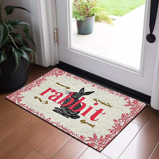 Welcome Rabbits Doormat Floor Mats Washable Rugs Kitchen Mat Non-Slip Oil Proof Rug Indoor Outdoor Mat Bedroom Decor Bathroom Mat Entrance Rug