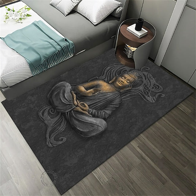 Art Buddha Boho Area Rug Non Slip Floor Mat Bedside Livingroom Bedroom Indoor Outdoor