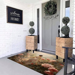 Oil Painting Floral Door Mat Floor mats Washable Rugs Kitchen Mat Non-Slip Oil Proof Area Rug Indoor Outdoor Bedroom Decor Bathroom Mat Entrance Rug