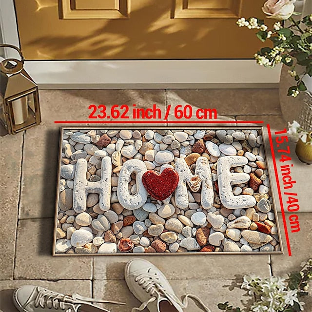 Valentine's Day Cobblestone Home Doormat Kitchen Mat Floor Mat Non-Slip Area Rug Oil Proof Rug Indoor Outdoor Mat Bedroom Decor Bathroom Mat Entrance Rug