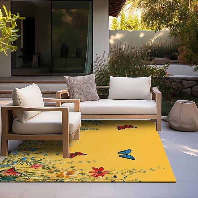 Green Butterfly Plant Area Rug Kitchen Mat Non-Slip Oil Proof Floor Mat Livingroom Rug Indoor Outdoor Mat Bedroom Decor Bathroom Mat Entrance Rug Door Mat