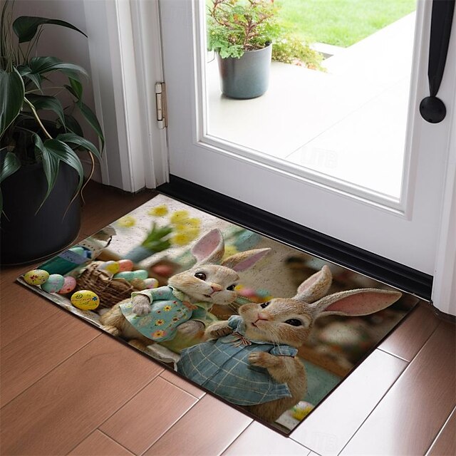 Easter Bunny Doormat Floor Mats Washable Rugs Kitchen Mat Non-Slip Oil Proof Rug Indoor Outdoor Mat Bedroom Decor Bathroom Mat Entrance Rug