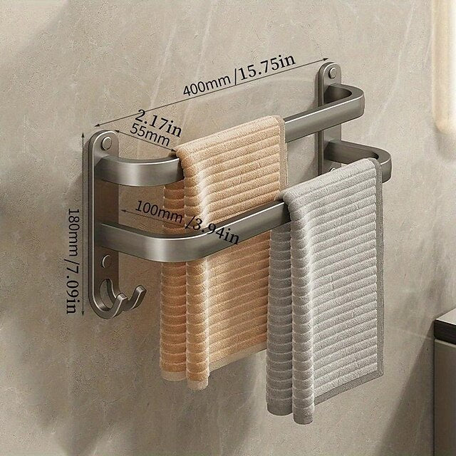 1pc Space-Saving Wall Mounted Towel Rack - Aluminum Shower Room Holder for Bathroom Towels and Washroom Storage