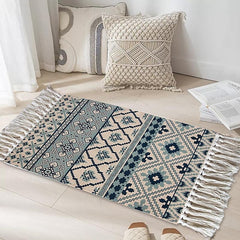 Woven Bohemian Mandala Doormat Kitchen Mat Floor Mat Non-Slip Area Rug Oil Proof Rug Indoor Outdoor Mat Bedroom Decor Bathroom Mat Entrance Rug Blue