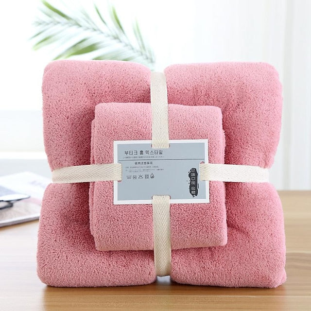 Thick, Soft & Absorbent Bath Towels Set for Bathroom, Plush Microfiber Quick Dry Bath Towel, 1PC Bath Towel& 1PC Hand Towel, Multipurpose Towels for Bath, Gym and Spafor wedding