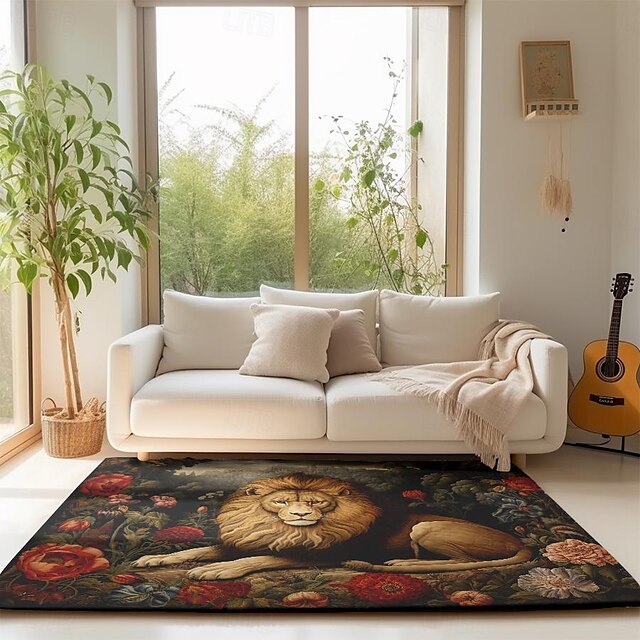 Sleeping Lion Area Rug Kitchen Mat Non-Slip Oil Proof Floor Mat Livingroom Rug Indoor Outdoor Mat Bedroom Decor Bathroom Mat Entrance Rug Door Mat