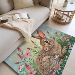 Forest Easter Bunny Area Rug Kitchen Mat Non-Slip Oil Proof Floor Mat Livingroom Rug Indoor Outdoor Mat Bedroom Decor Bathroom Mat Entrance Rug Door Mat