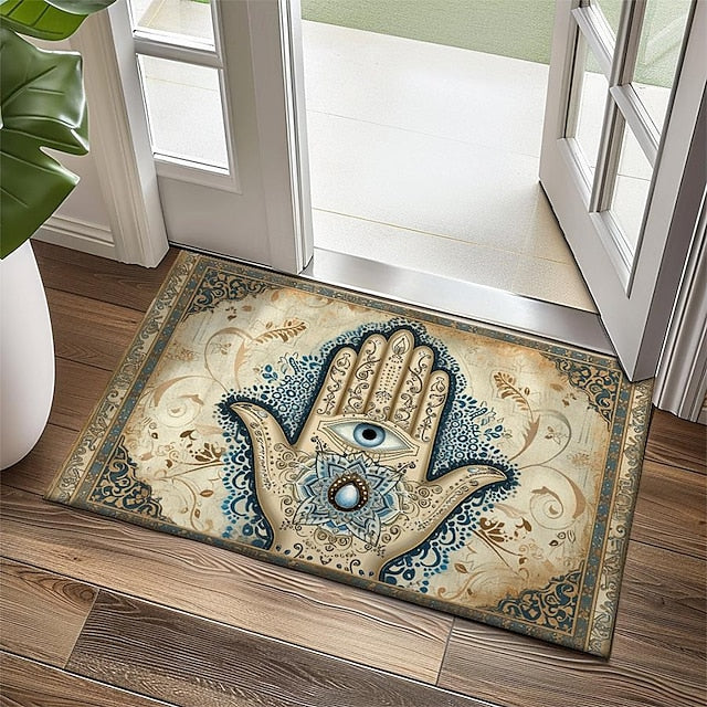 Hamsa Hand Ramadan Doormat Floor Mats Washable Rugs Kitchen Mat Non-Slip Oil Proof Rug Indoor Outdoor Mat Bedroom Decor Bathroom Mat Entrance Rug