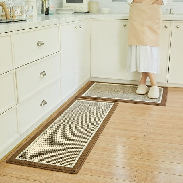 Non-Skid Washable Kitchen Rugs & Mats Anti-Fatigue, Non-Slip Absorbent Woven Runner Rubber Backed for Floors, Machine Washable Farmhouse Standing Mats for Sink, Laundry Room, Hallway