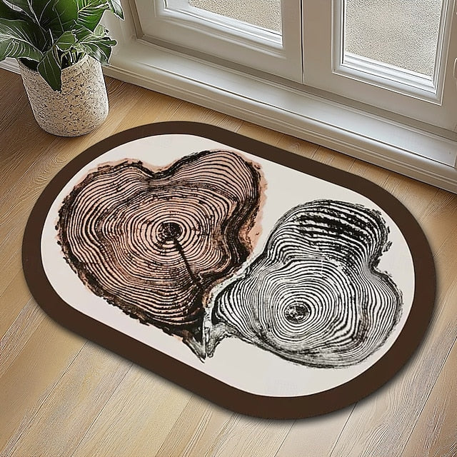 Door Mat Floor Mat Non Slip Ring of Tree 3D Trunk Wooden Log Print Area Rug Bath Mat Waterasorb for Indoor Outdoor Patio Bedroom Kitchen Office