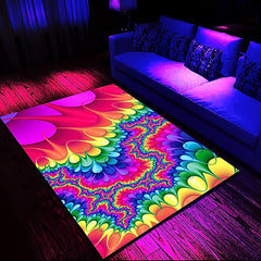 Blacklight Printed Carpet UV Reactive Glow in the Dark Rug Large Non-Slip Rug Mat for Room Decor