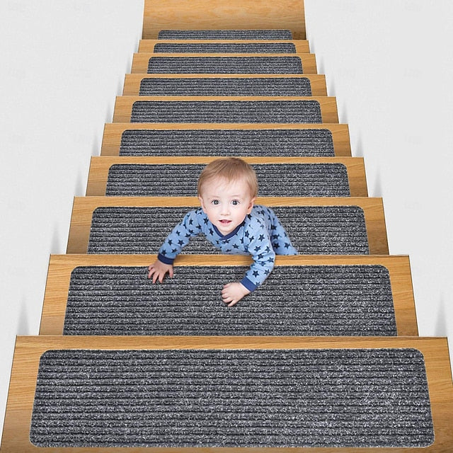 Non-Slip Carpet Stair Treads, Non-Skid Safety Rug, Slip Resistant Indoor Runner For Elders And Pets With Reusable Adhesive