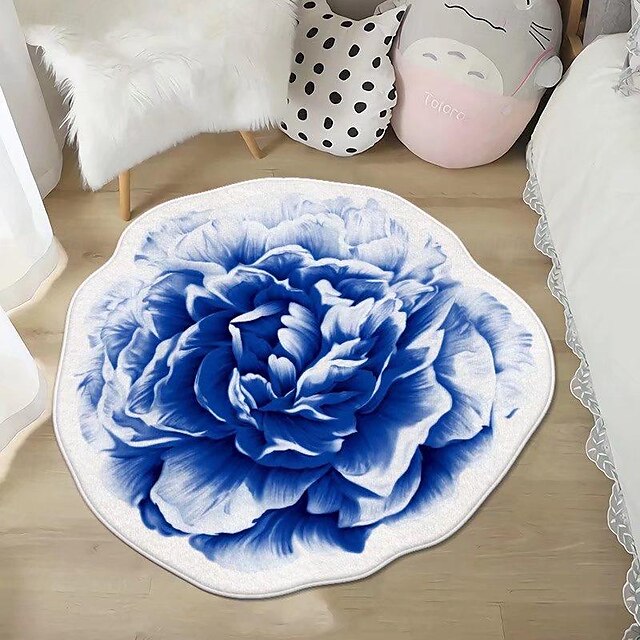 Area Rugs Flower Shaped Rugs Simple 3D Big Flower Carpet Washable Floor Mats