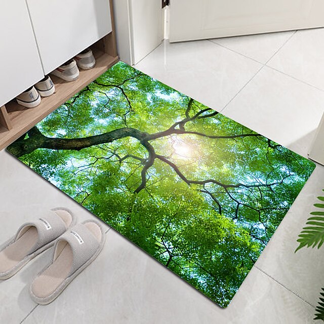 Beautiful Landscape Woods Flannel Fabric Printed Home Entrance Mattress Bathroom Mattress Mattress