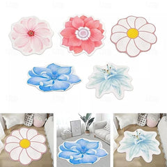 Area Rugs Flower Shaped Rugs Simple 3D Big Flower Carpet Washable Floor Mats